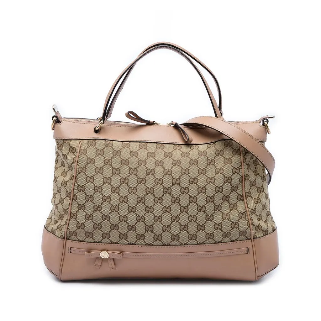 Gucci GG Canvas Mayfair Satchel Beige Canvas Good - Front View