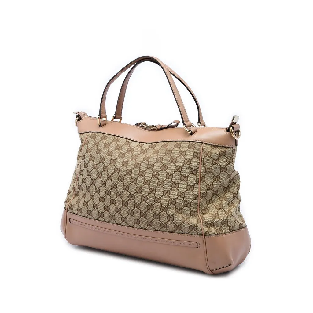 Gucci GG Canvas Mayfair Satchel Beige Canvas Good - Back View