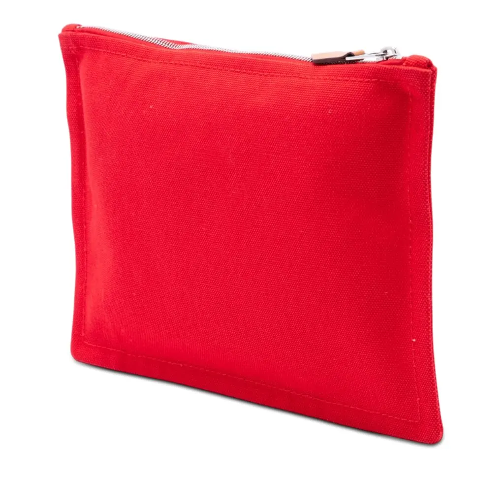 Hermès Toile Bain Yachting Flat Pouch PM Red Very good - Back View