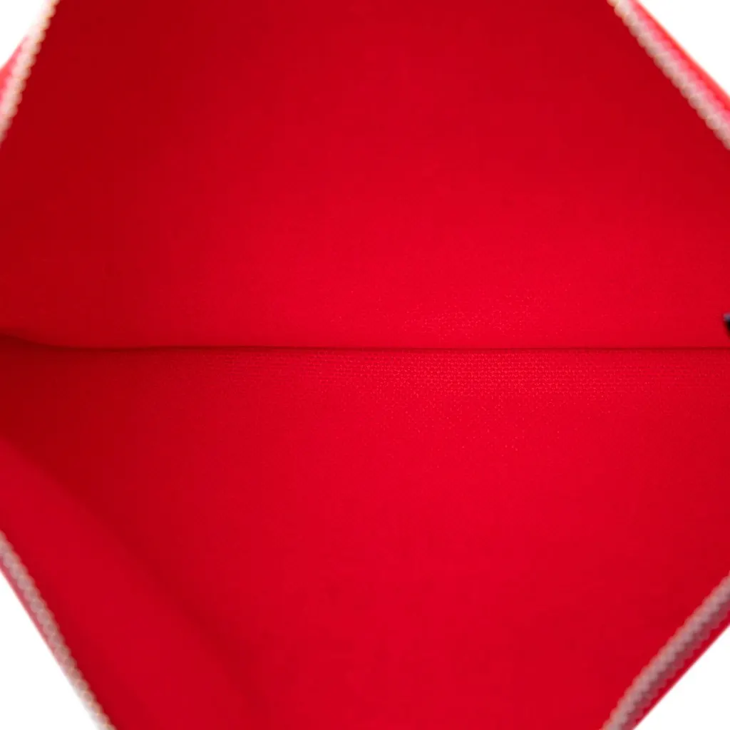 Hermès Toile Bain Yachting Flat Pouch PM Red Very good - Model View