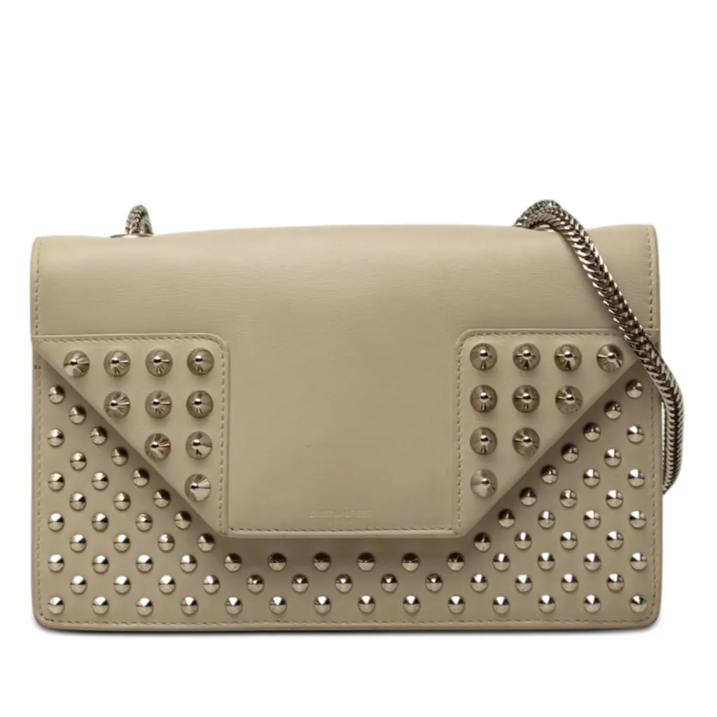 Saint Laurent Mini Studded Leather Betty Crossbody Beige Leather Very good - Front View