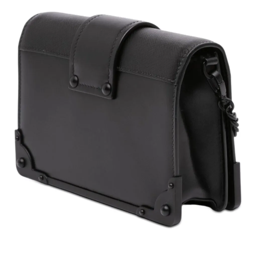 Prada Saffiano Trimmed City Calf Cahier Crossbody Black Leather Very good - Back View
