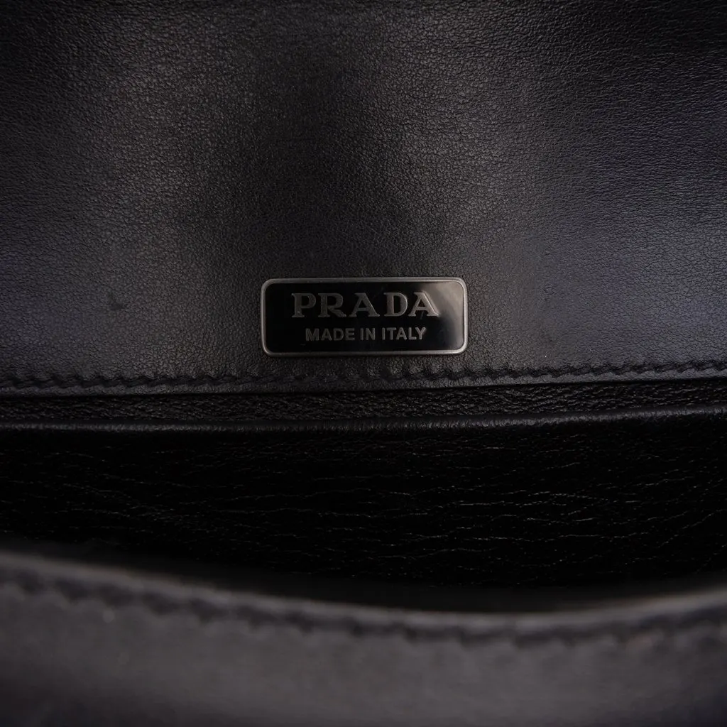 Prada Saffiano Trimmed City Calf Cahier Crossbody Black Leather Very good - Box View