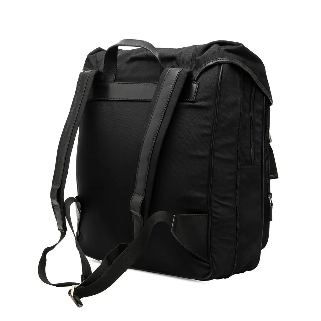 Gucci Nylon Double Buckle Backpack Black Very good - Back View