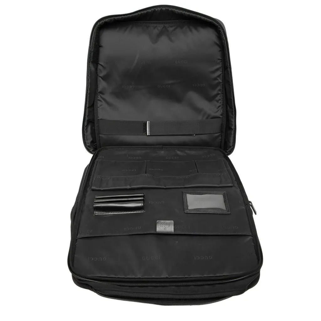 Gucci Nylon Double Buckle Backpack Black Very good - Model View