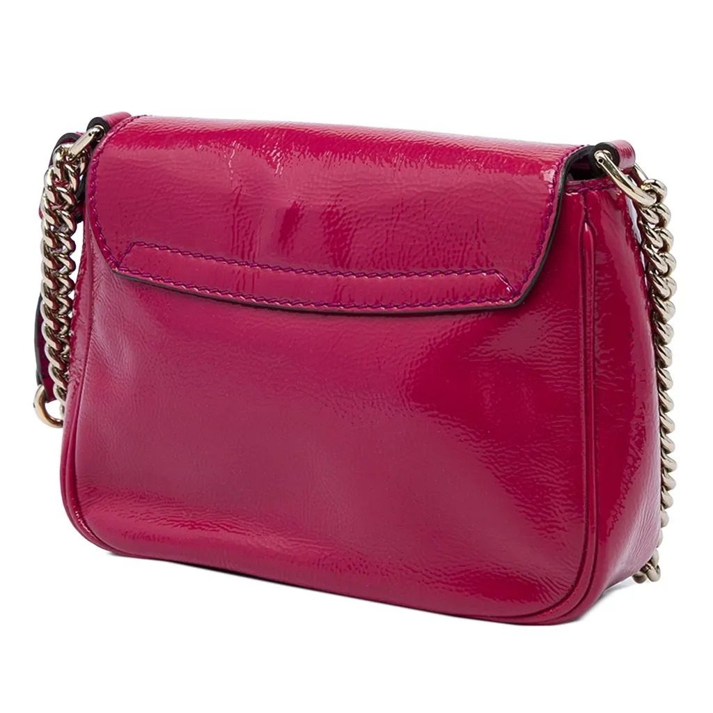 Gucci Small Patent Soho Chain Flap Crossbody Pink Leather Very good - Back View