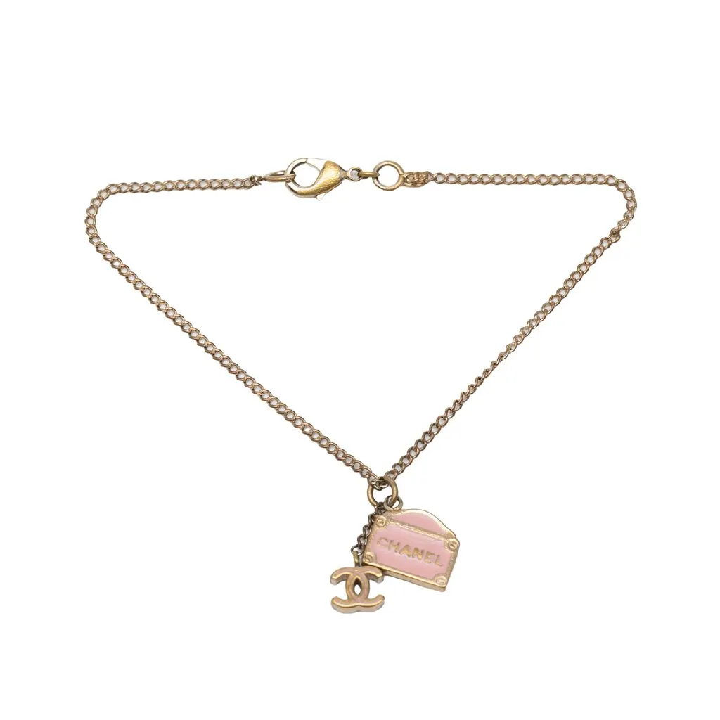 Chanel CC Gold Plated and Enamel 31 Rue Cambon Charm Bracelet Gold Metal Very good - Front View