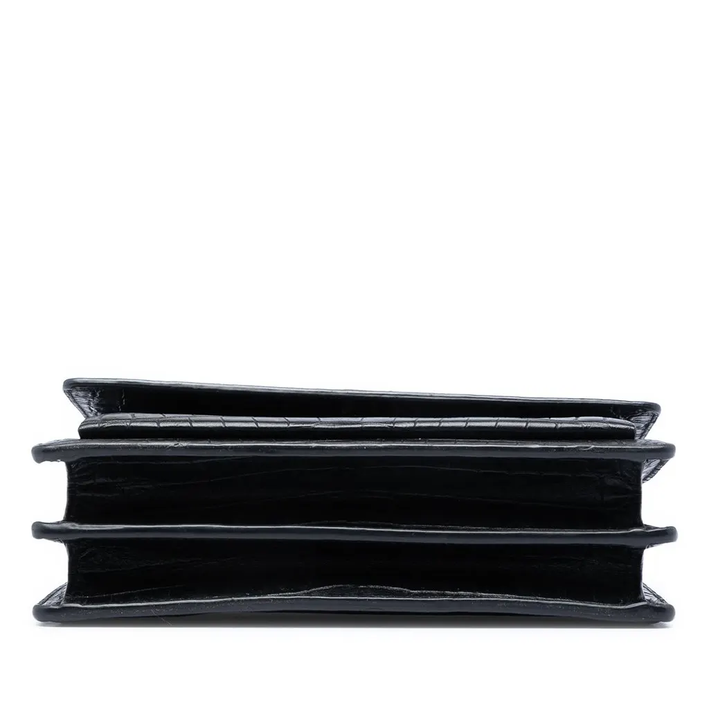 Saint Laurent Medium Croc Embossed Leather Monogram Sunset Crossbody Black Leather Very good - Inside View