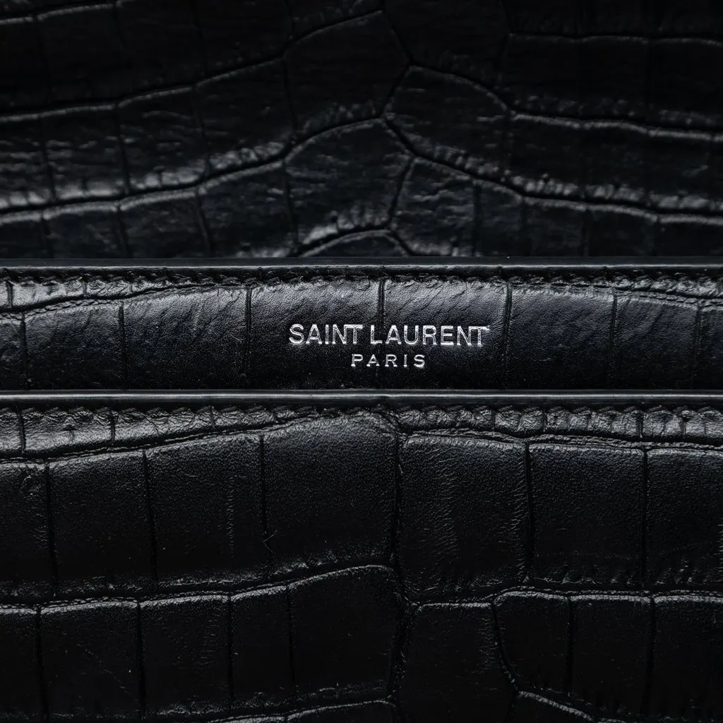 Saint Laurent Medium Croc Embossed Leather Monogram Sunset Crossbody Black Leather Very good - Box View