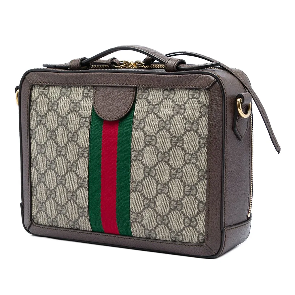 Gucci Small GG Supreme Web Ophidia Satchel Beige Canvas Very good - Back View