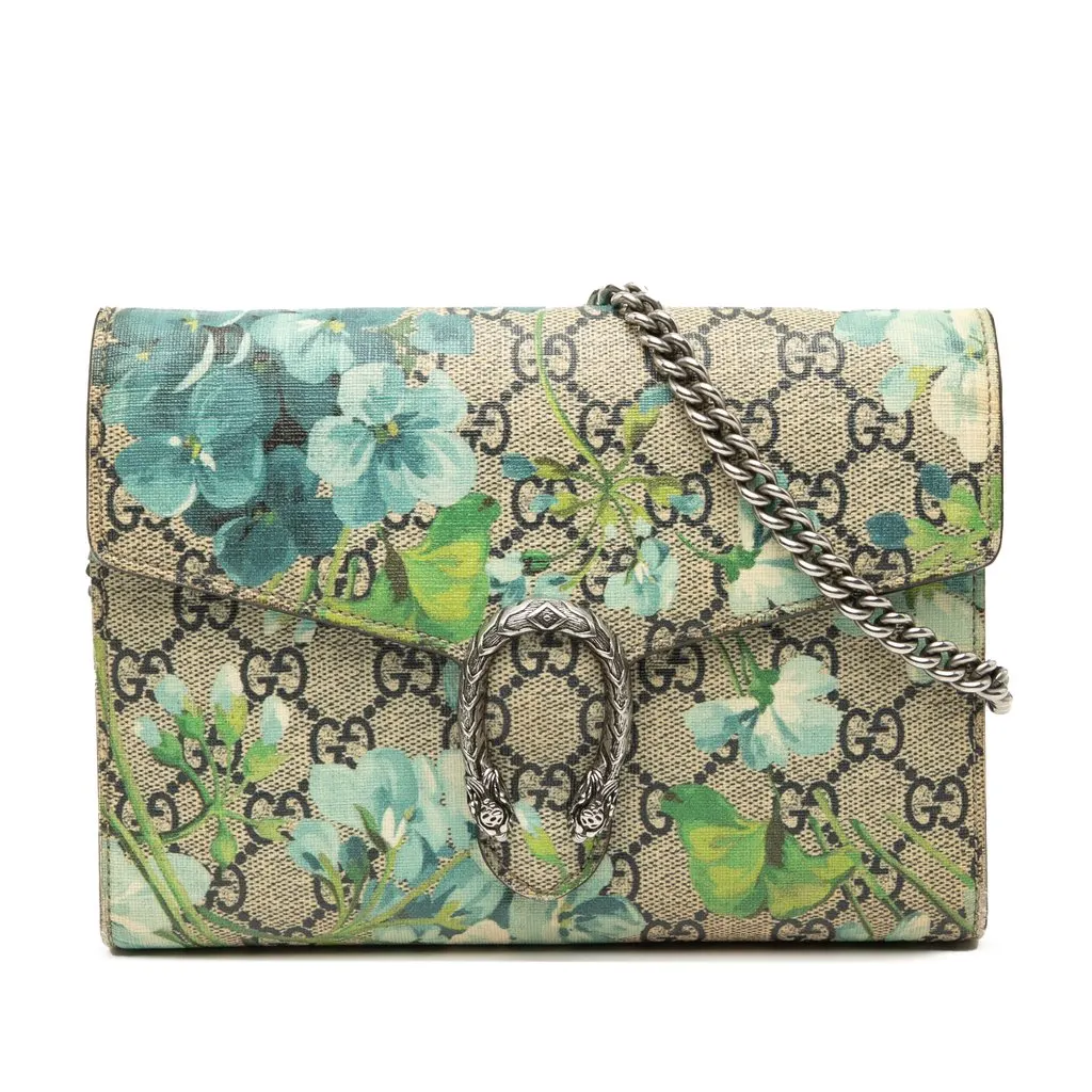 Gucci GG Supreme Blooms Dionysus Wallet on Chain Beige Good - Front View