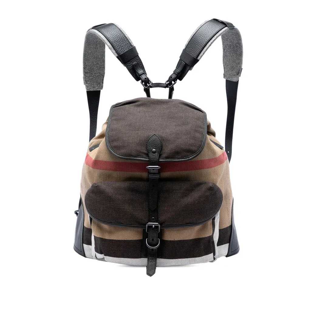 Burberry Mega Check Canvas Korbin Backpack Brown Very good - Front View