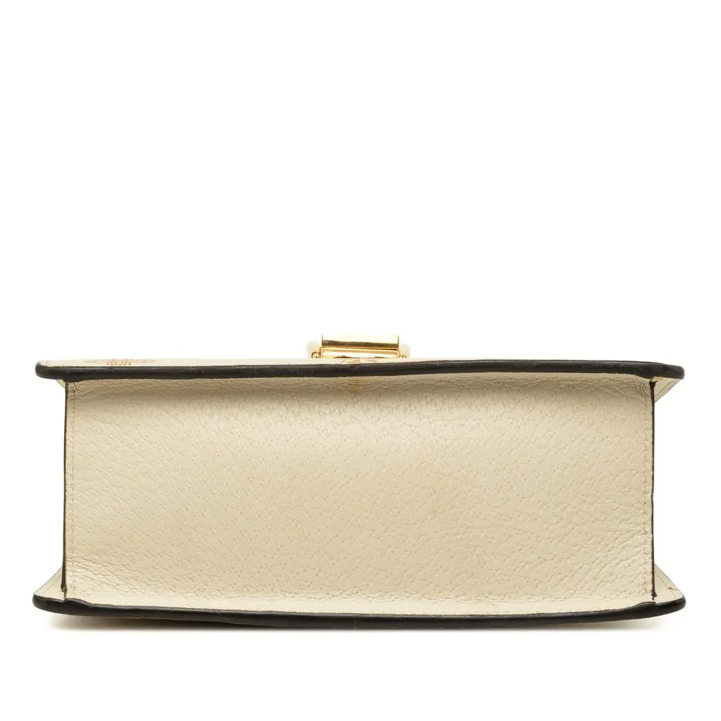 Gucci Mini Calfskin Bee Star Web Sylvie Top Handle Bag White Leather Good - Inside View