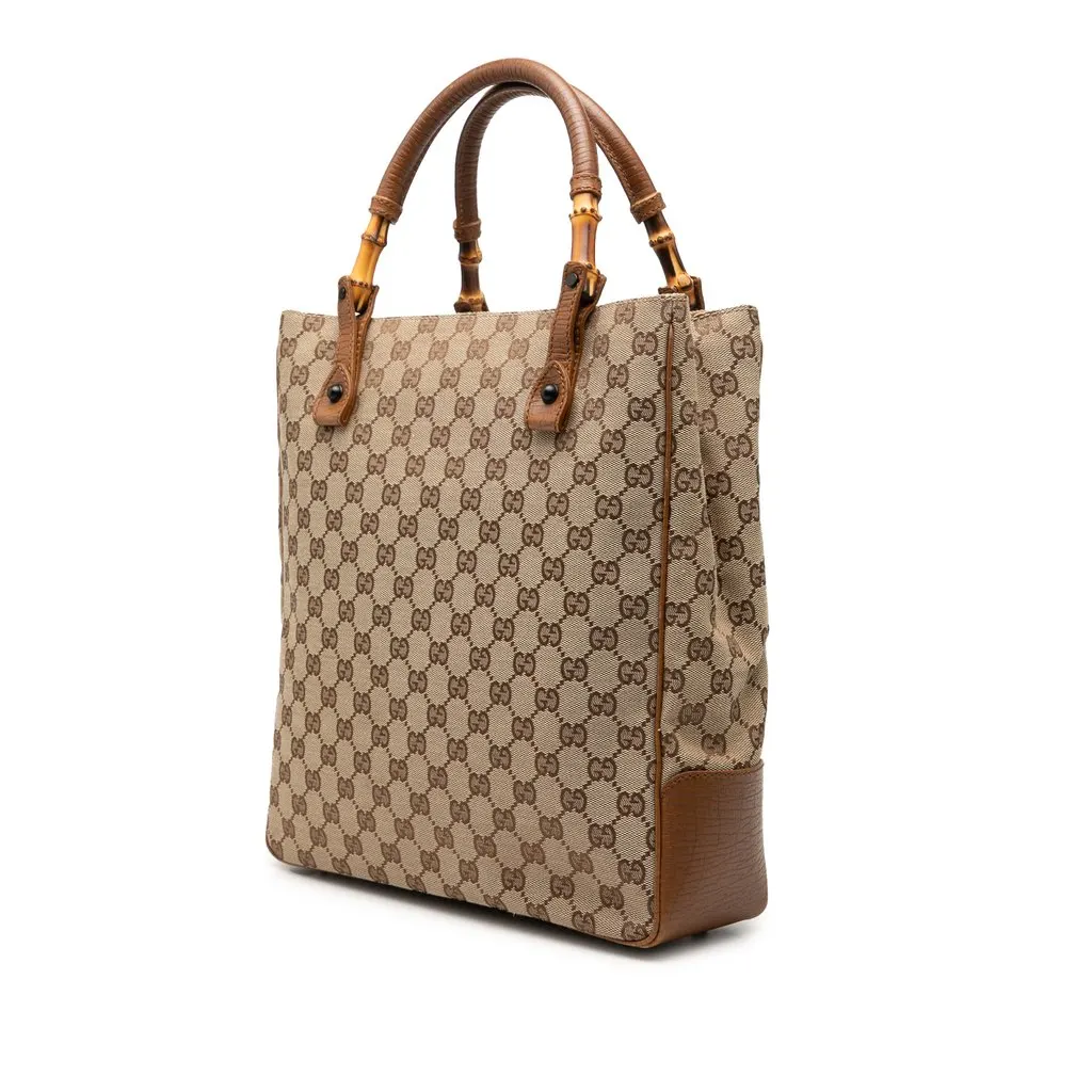 Gucci GG Canvas Bamboo Tote Beige Canvas Very good - Back View