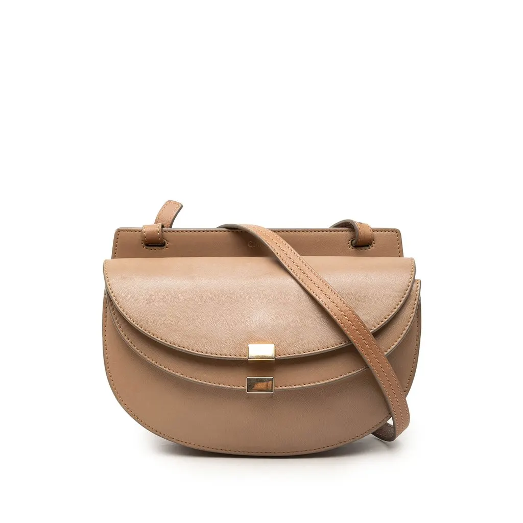 Chloé Mini Calfskin Georgia Crossbody Brown Leather Very good - Front View