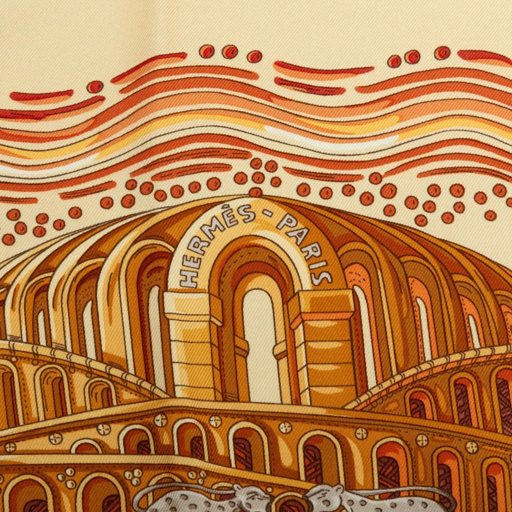 Hermès Les Rivieres De Babel Silk Scarf 90 Beige Silk Very good - Inside View