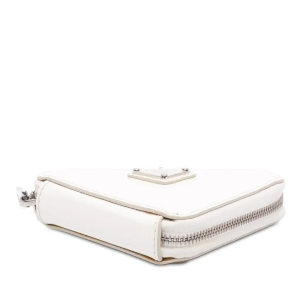 Prada Mini Brushed Leather Triangle Chain Pouch White Leather Very good - Inside View
