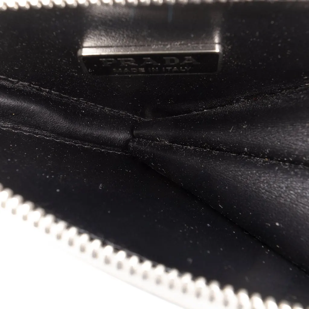 Prada Mini Brushed Leather Triangle Chain Pouch White Leather Very good - Model View