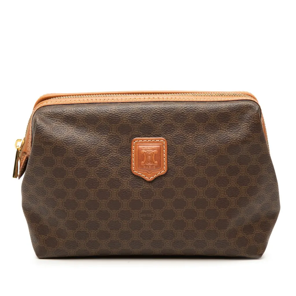 Celine Macadam Coated Canvas Pouch Brown Very good - Front View