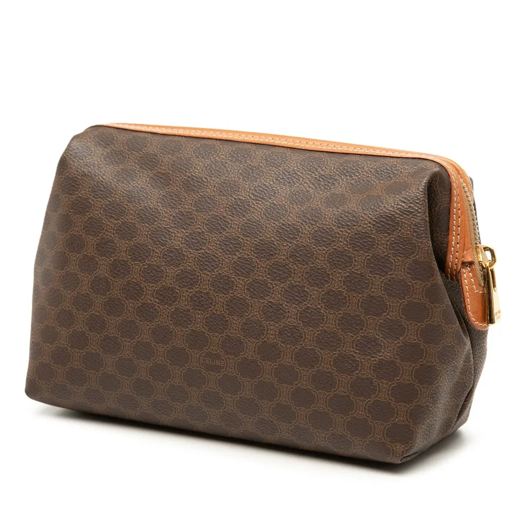 Celine Macadam Coated Canvas Pouch Brown Very good - Back View