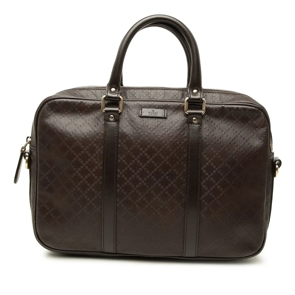 Gucci Medium Diamante Calfskin Bright Business Bag Brown Leather Good - Front View