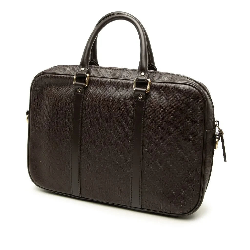 Gucci Medium Diamante Calfskin Bright Business Bag Brown Leather Good - Back View