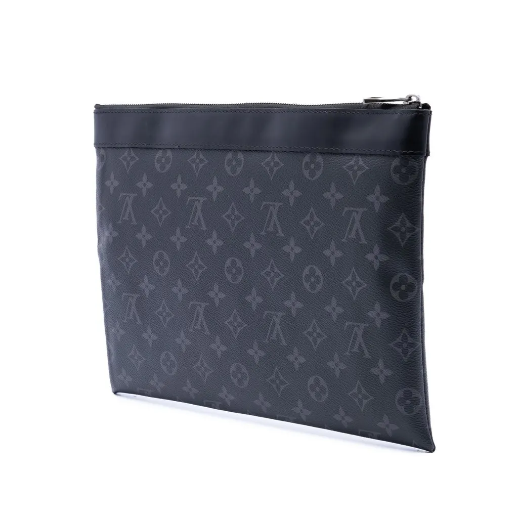 Louis Vuitton Monogram Eclipse Discovery Pochette GM Black Canvas Good - Back View