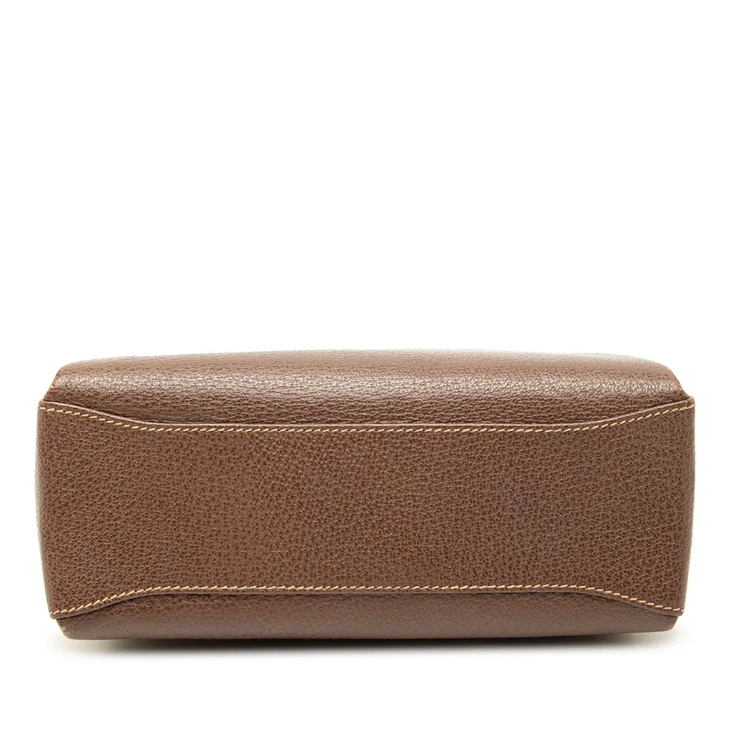 Gucci Grained Calfskin Bamboo Satchel Brown Leather Good - Inside View