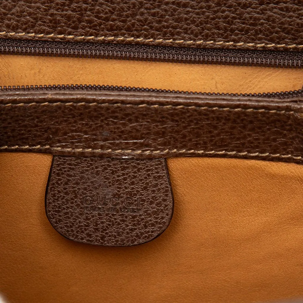 Gucci Grained Calfskin Bamboo Satchel Brown Leather Good - Box View