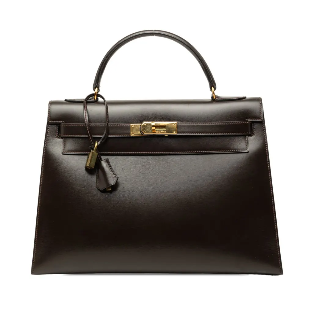 Hermès Box Calf Kelly II Sellier 32 Brown Leather Very good - Front View