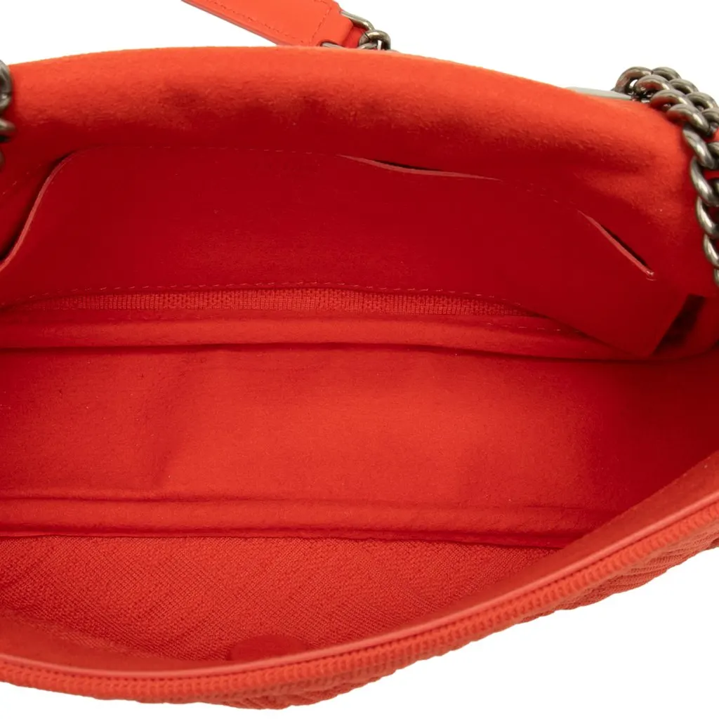 Fendi Zucca Embossed Technical Fabric Chain Midi Baguette Orange Very good - Model View