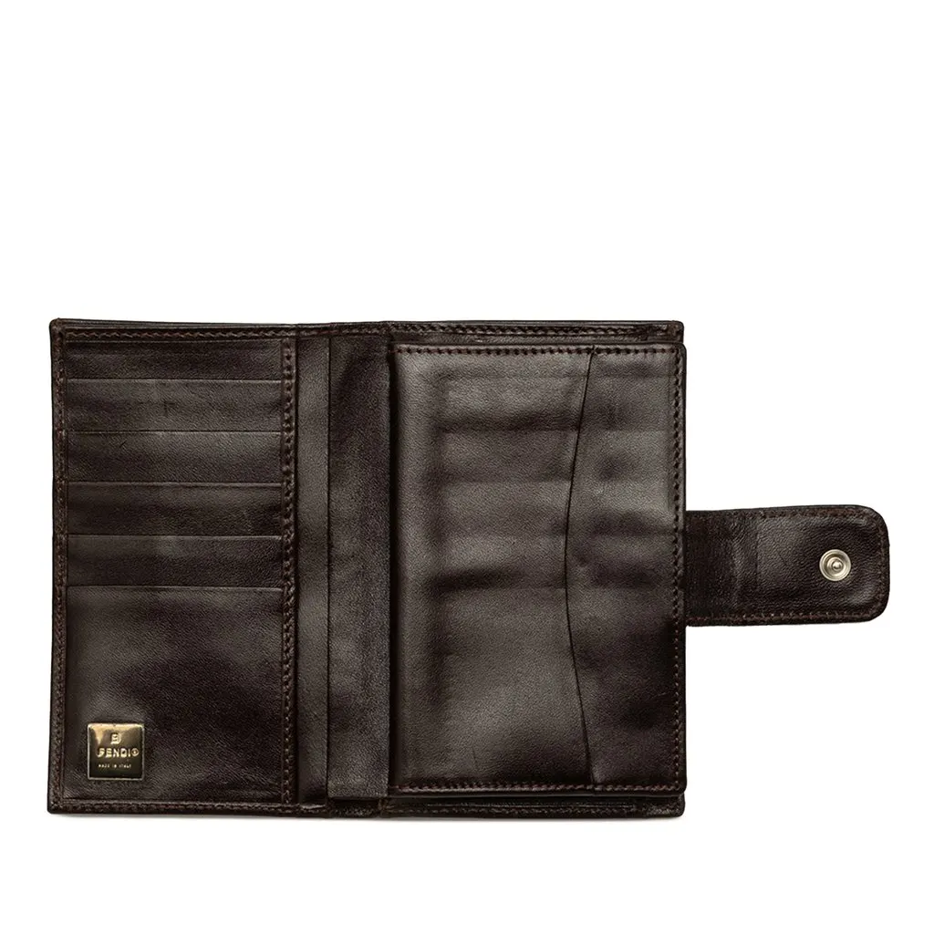 Fendi Zucca Canvas Bifold Kisslock Compact Wallet Brown Canvas Good - Model View