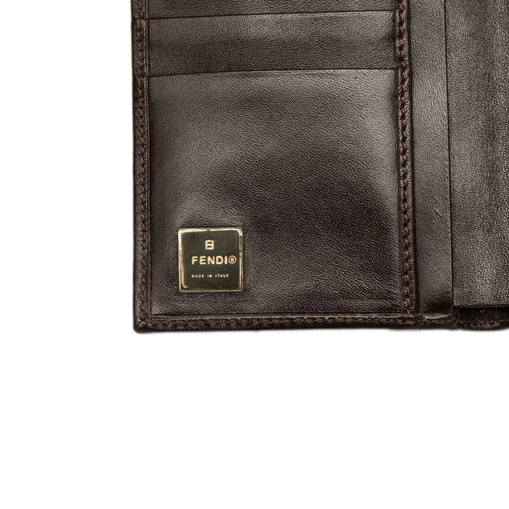 Fendi Zucca Canvas Bifold Kisslock Compact Wallet Brown Canvas Good - Box View