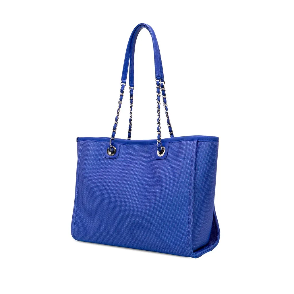 Chanel Small Canvas Deauville Tote Blue Canvas Very good - Back View