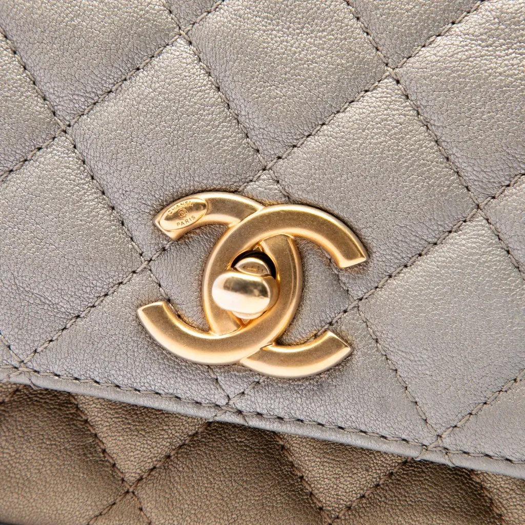 Chanel Small Tricolor Quilted Lambskin Camellia Flower Flap Gold Leather Good - Box View