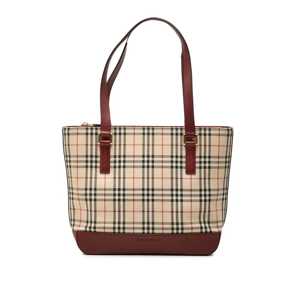 Burberry House Check Canvas Shoulder Bag Beige Canvas Very good - Front View