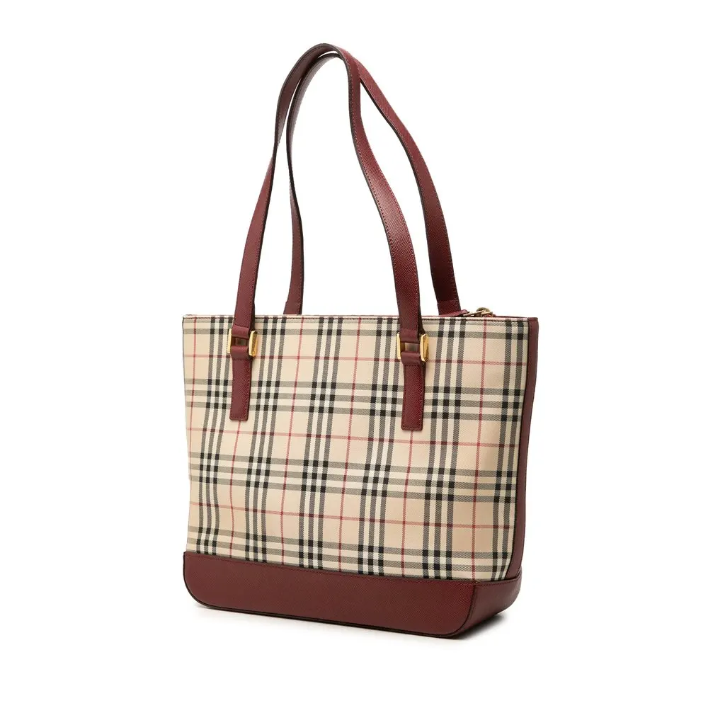 Burberry House Check Canvas Shoulder Bag Beige Canvas Very good - Back View