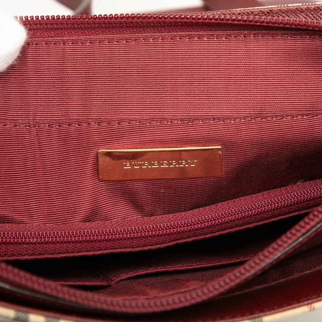 Burberry House Check Canvas Shoulder Bag Beige Canvas Very good - Box View
