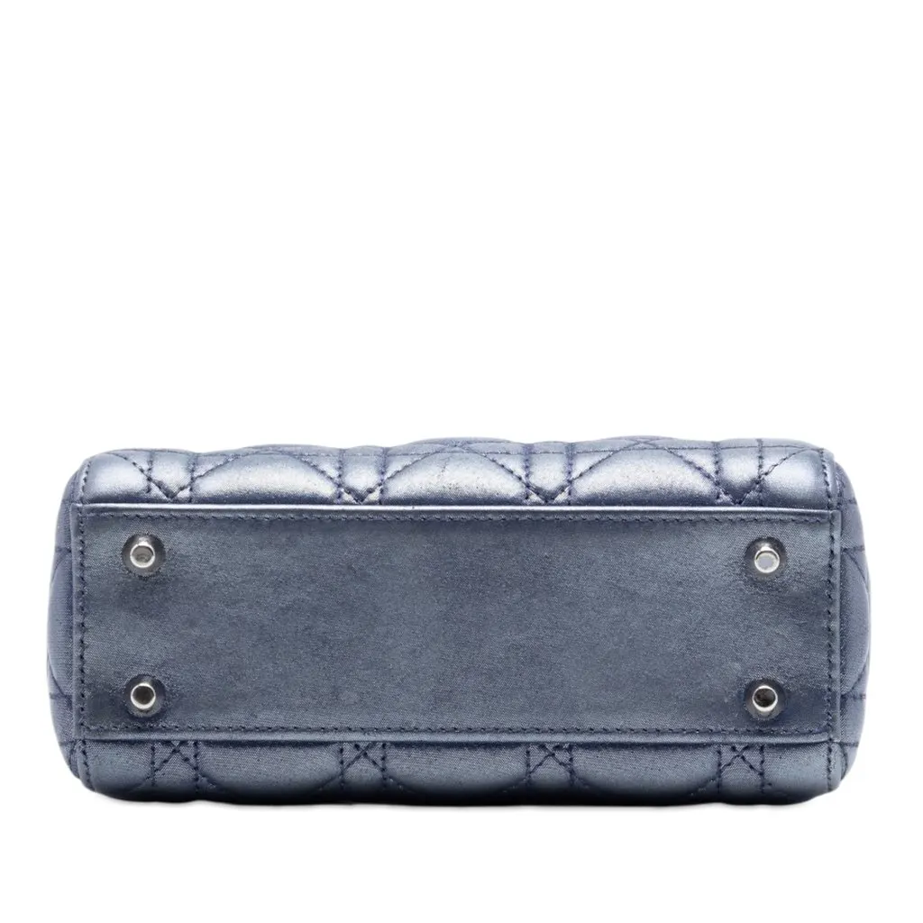 Dior Mini Iridescent Lambskin Cannage Lady Dior Blue Leather Very good - Inside View