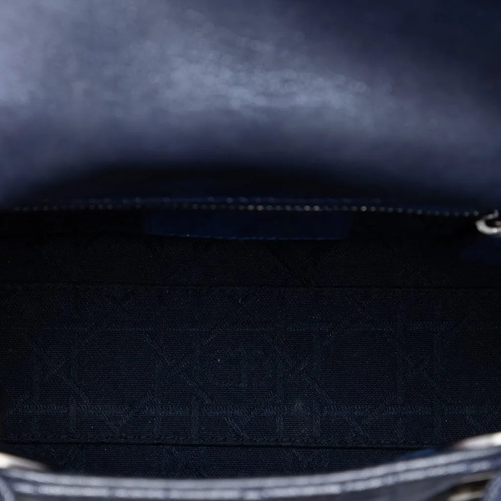 Dior Mini Iridescent Lambskin Cannage Lady Dior Blue Leather Very good - Model View