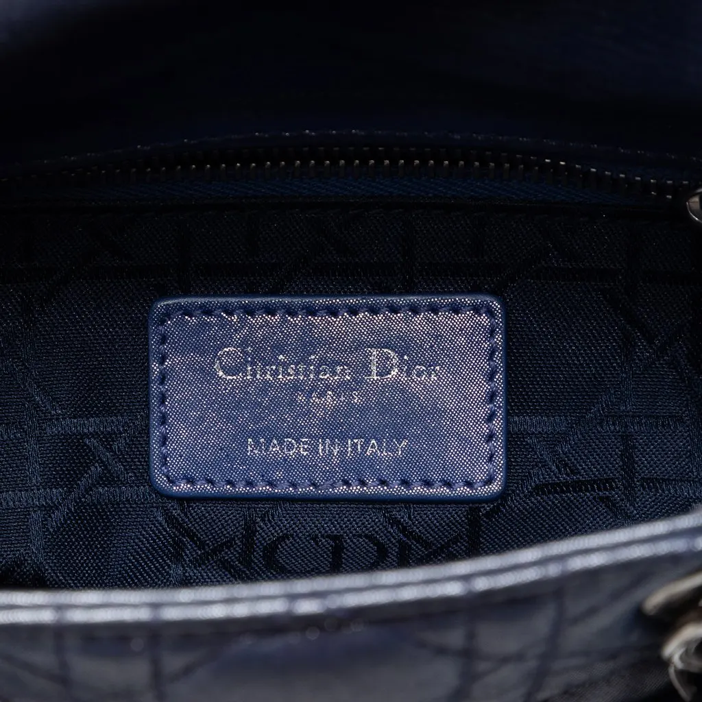 Dior Mini Iridescent Lambskin Cannage Lady Dior Blue Leather Very good - Box View