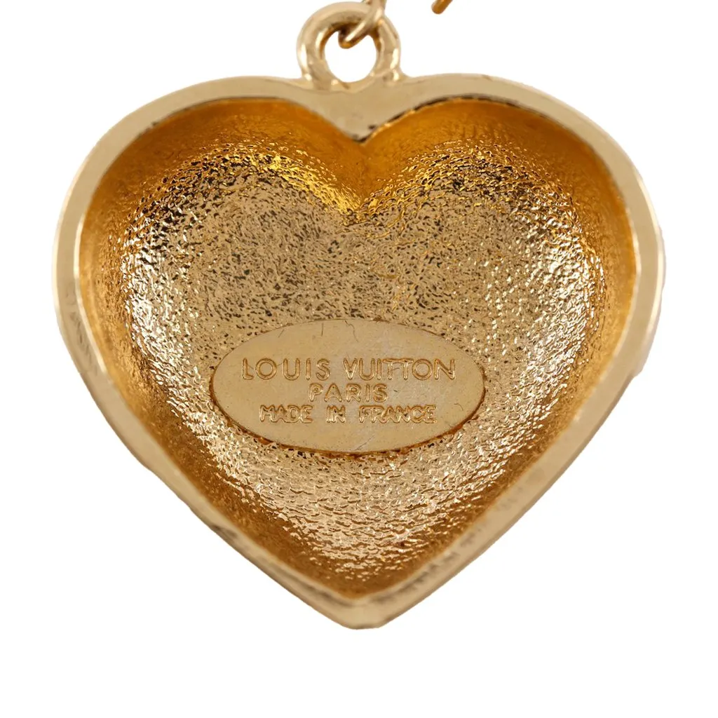 Louis Vuitton Gold Plated Resin and Strass Strawberry Heart Earrings Red Plastic Very good - Inside View