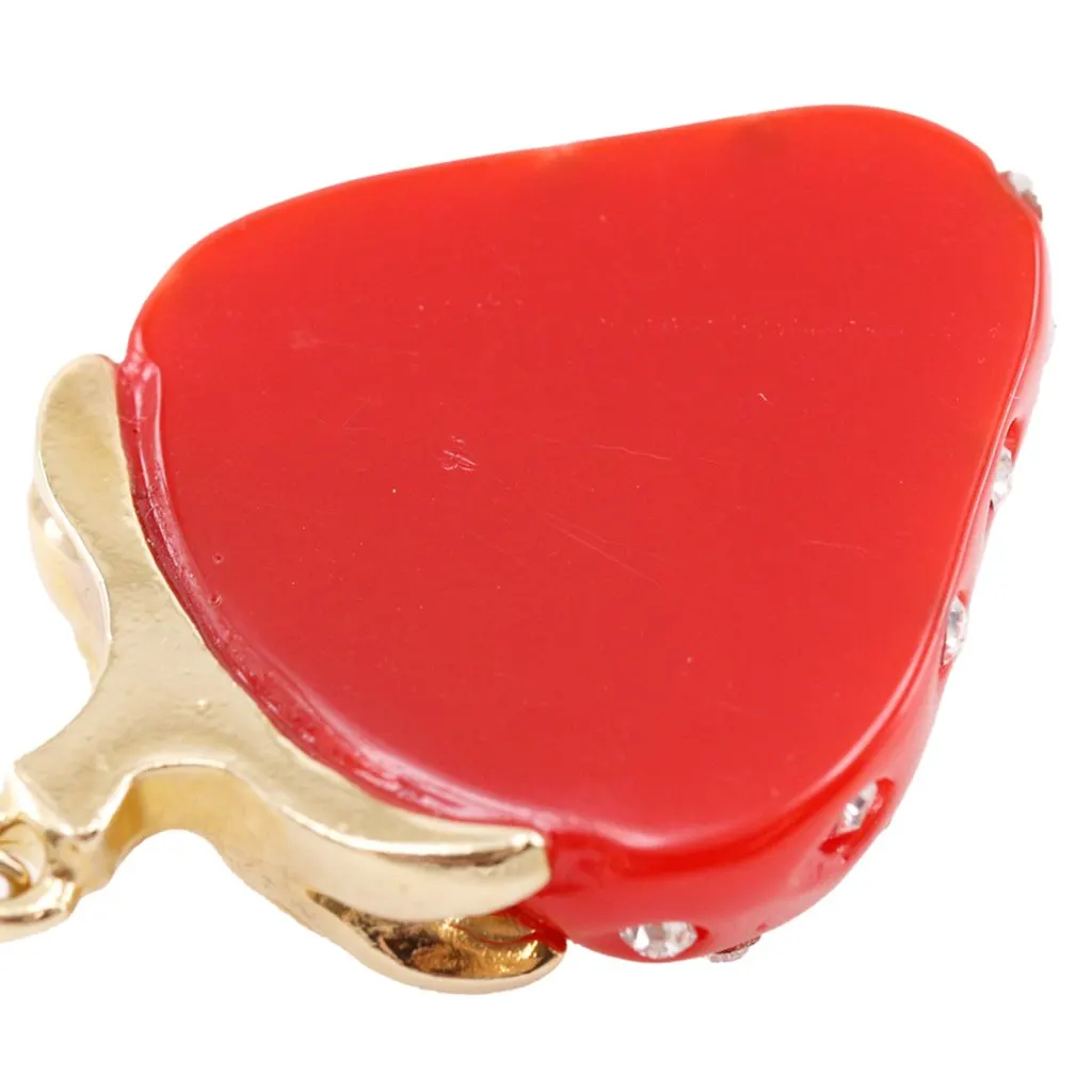 Louis Vuitton Gold Plated Resin and Strass Strawberry Heart Earrings Red Plastic Very good - Box View