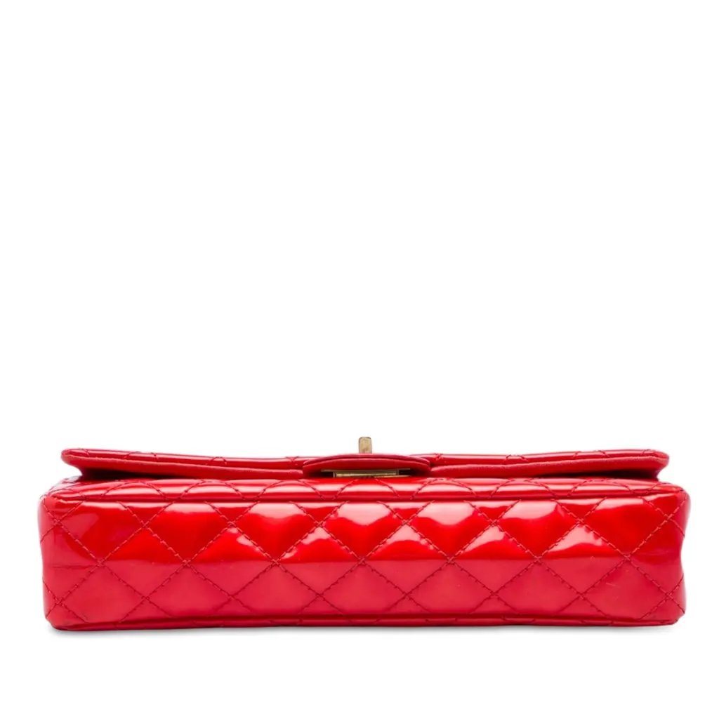 Chanel Quilted Patent Reissue 2.55 East West Flap Clutch with Chain Red Leather Very good - Inside View