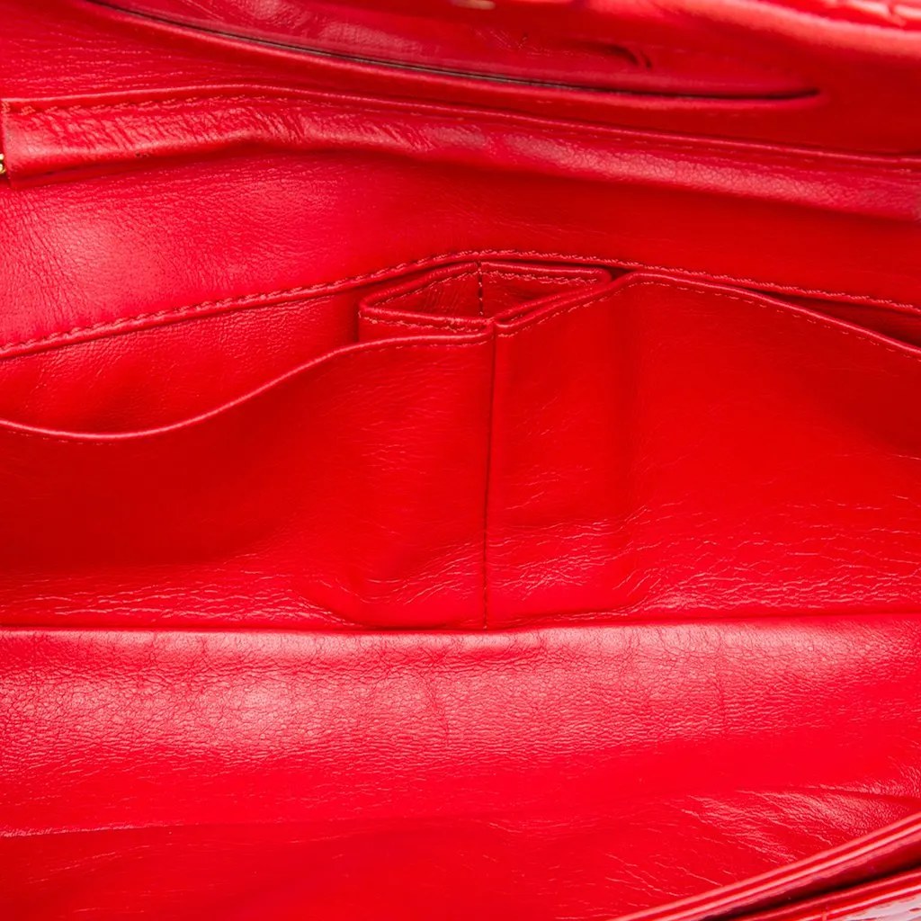 Chanel Quilted Patent Reissue 2.55 East West Flap Clutch with Chain Red Leather Very good - Model View