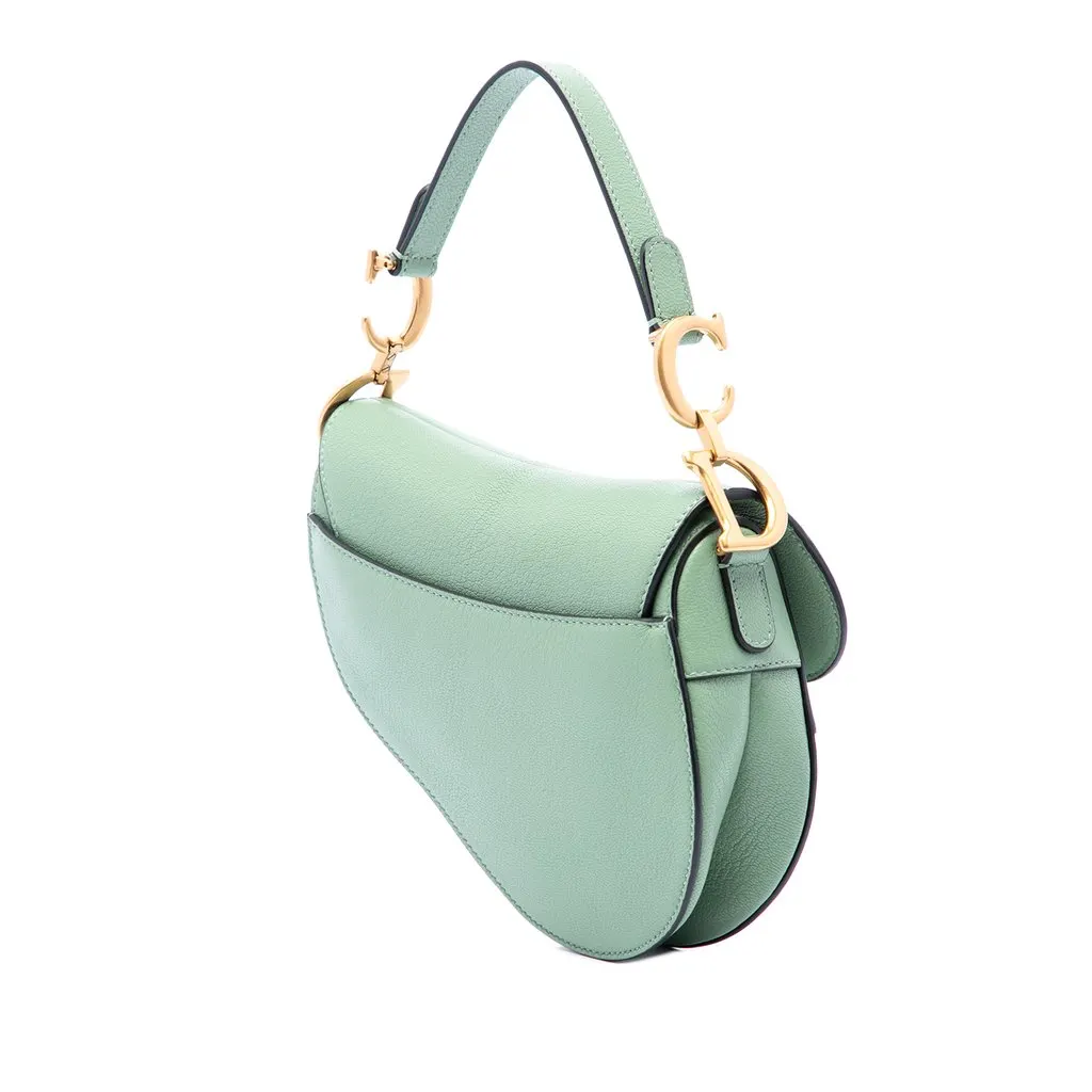Dior Mini Goatskin Saddle Bag Green Leather Very good - Back View