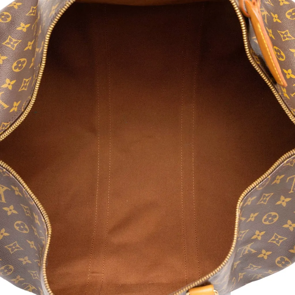 Louis Vuitton Monogram Keepall Bandouliere 55 Brown Canvas Good - Model View