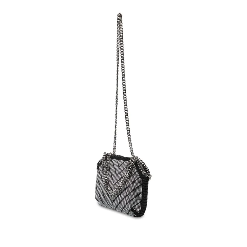 Stella McCartney Nano Shaggy Deer Chevron Hotfix Falabella Satchel Black Polyester Good - Back View