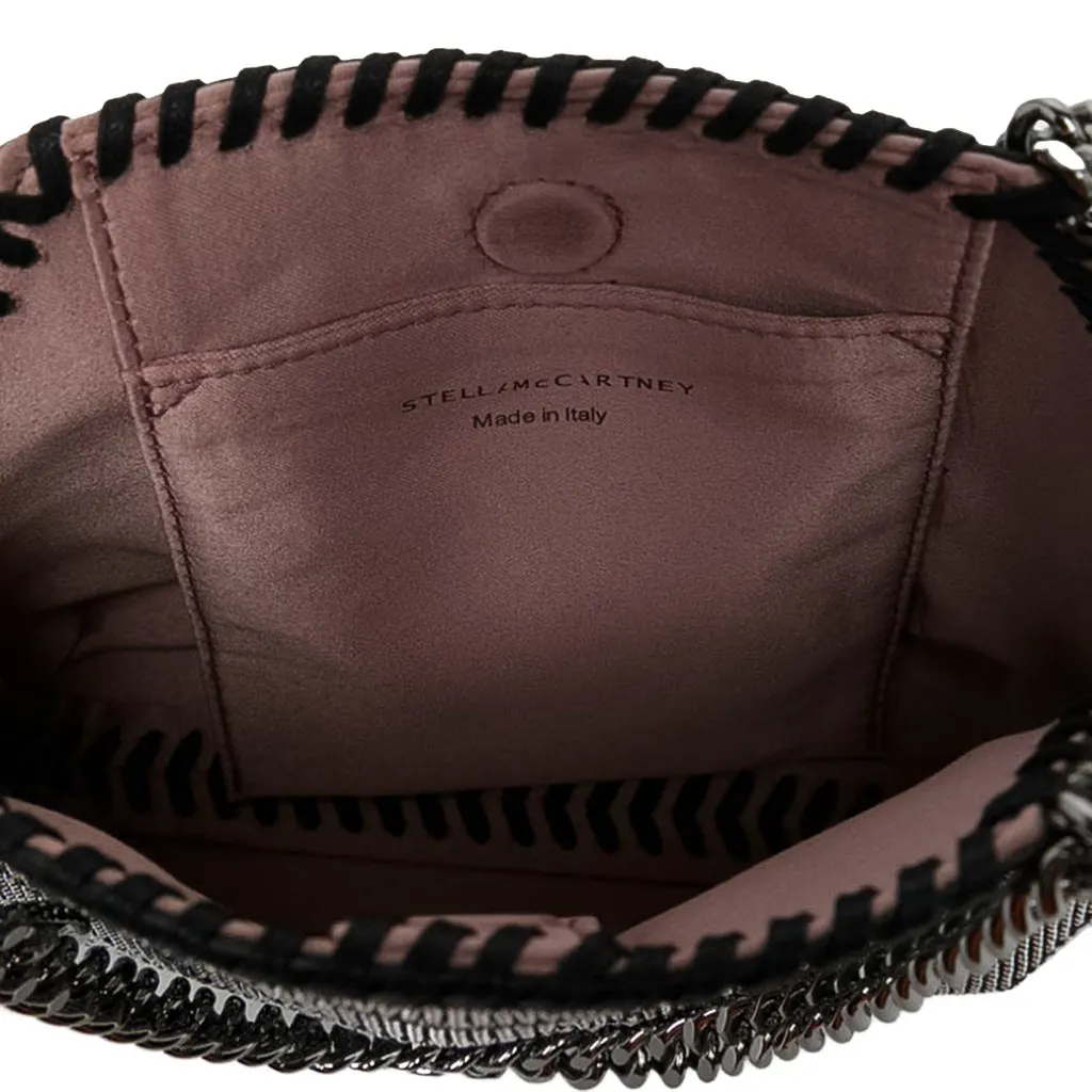 Stella McCartney Nano Shaggy Deer Chevron Hotfix Falabella Satchel Black Polyester Good - Model View
