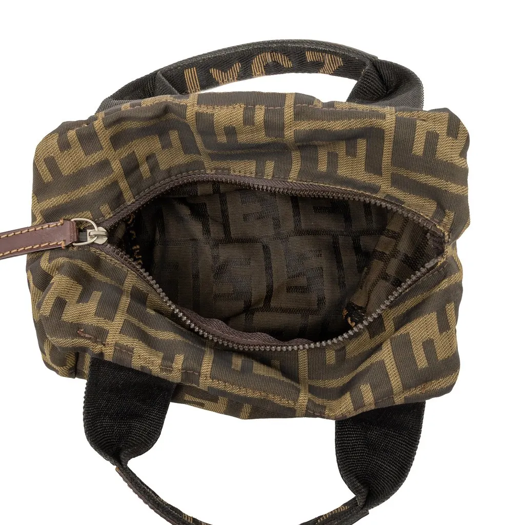 Fendi Mini Zucca Canvas Handbag Brown Very good - Model View